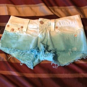 Two tone blue true religion shorts